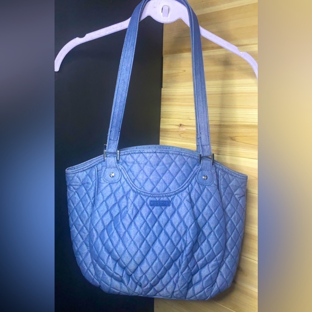 Vera Bradley Shoulder Bag Blue Jean Color Quilted Material Spacious Roomy Purse